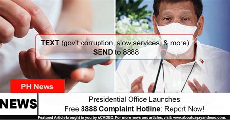 8888 sms|8888 now receives complaints, grievances thru text.